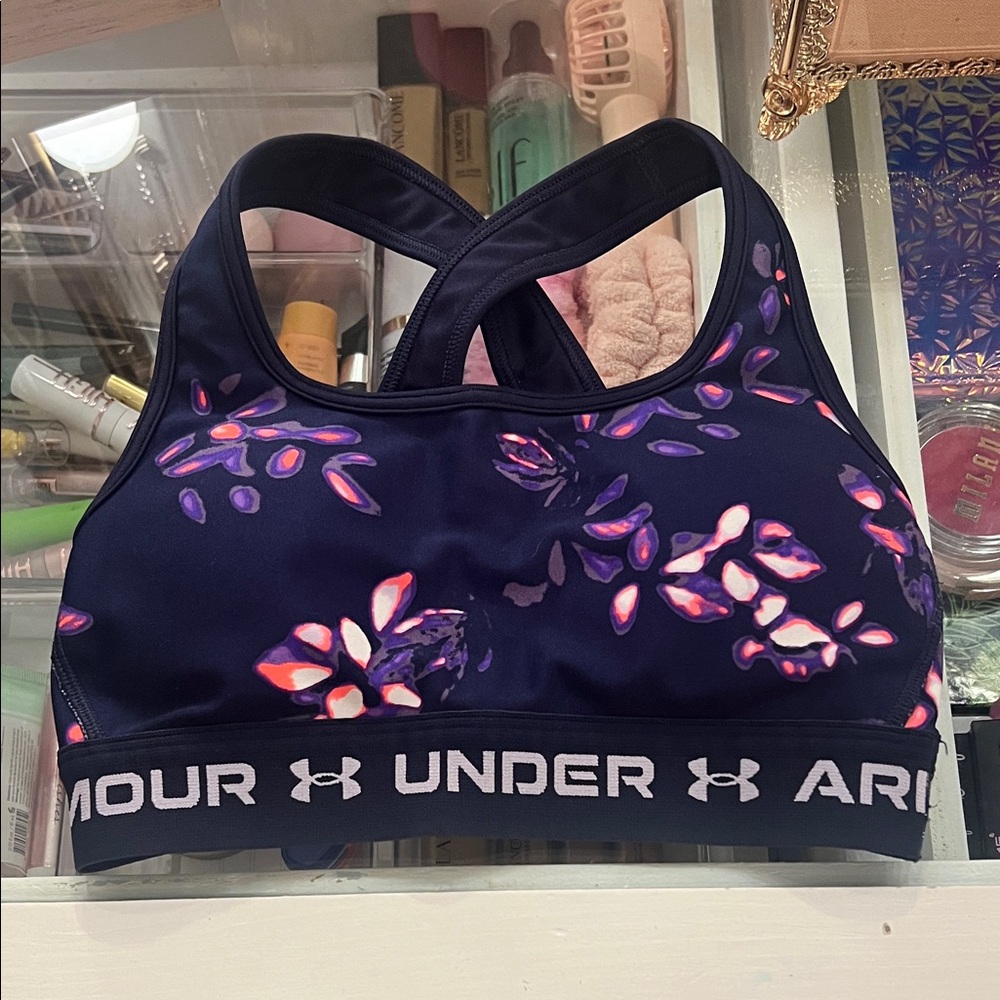 Under Armour Navy and Pink Floral Sports Bra
